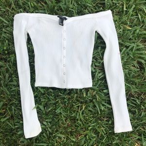 White knitted button top